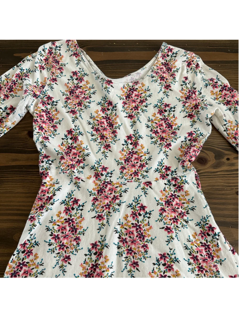 Girls Old Navy Floral Dress Size 14 XL Pink White Long Sleeve Casual